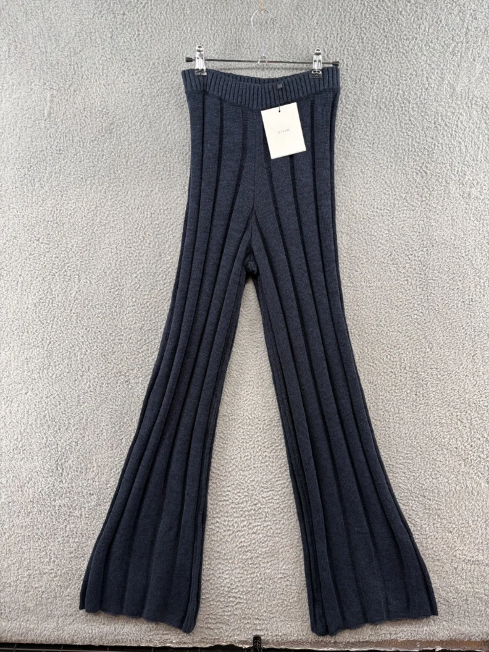 NWT DISSH Jazz Indigo Ribbed Knit Wide Leg Pants Cotton Linen XS